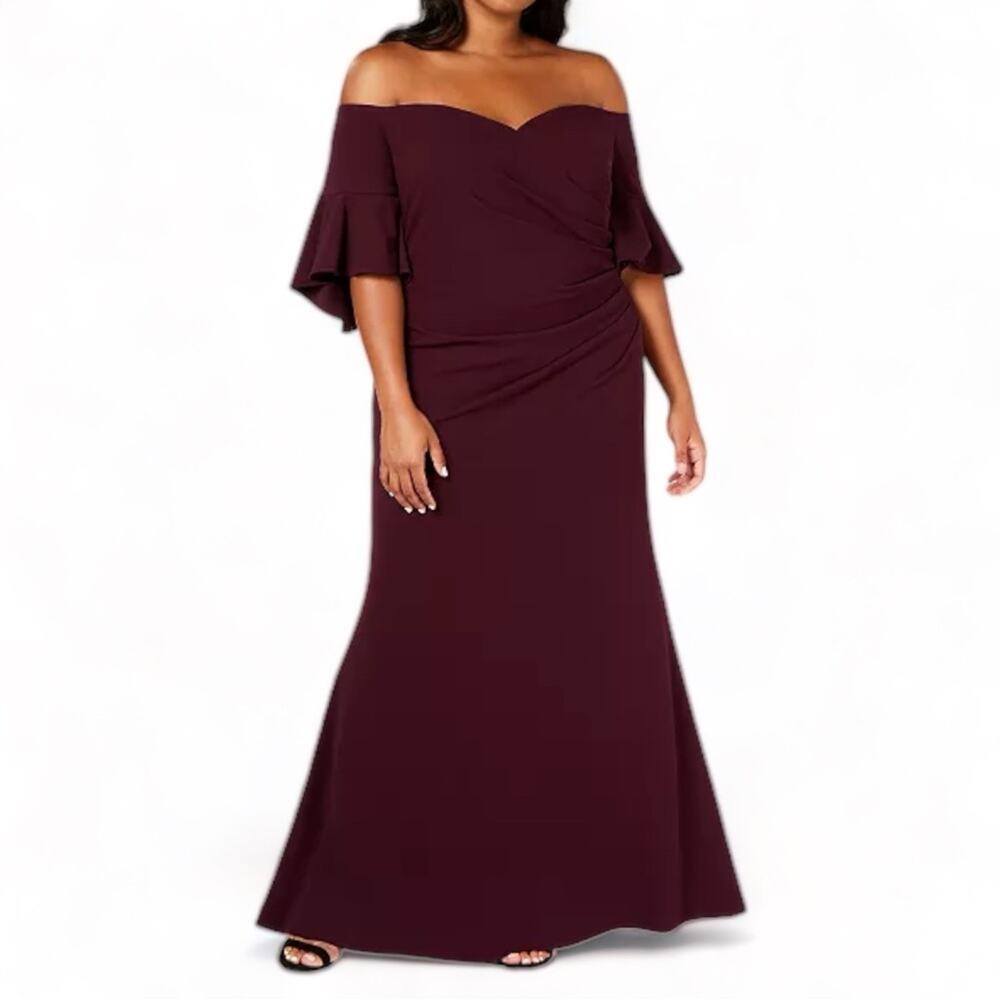 NWT Calvin Klein Burgundy Sweetheart Off-The-Shoulder Gown
